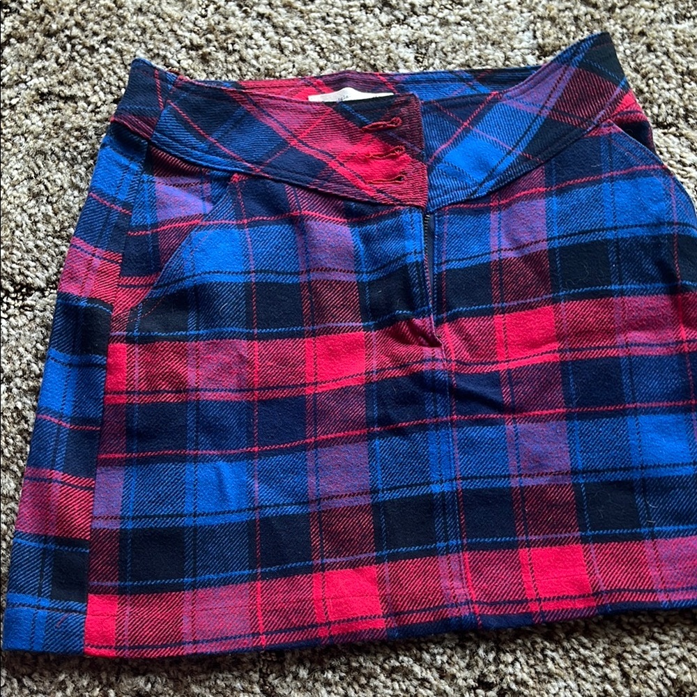 Pink and Blue Mini A-Line Skirt for Casual Wear